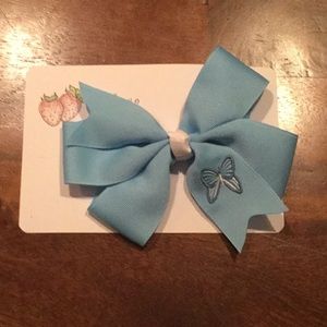 Blue Butterfly embroidered bow